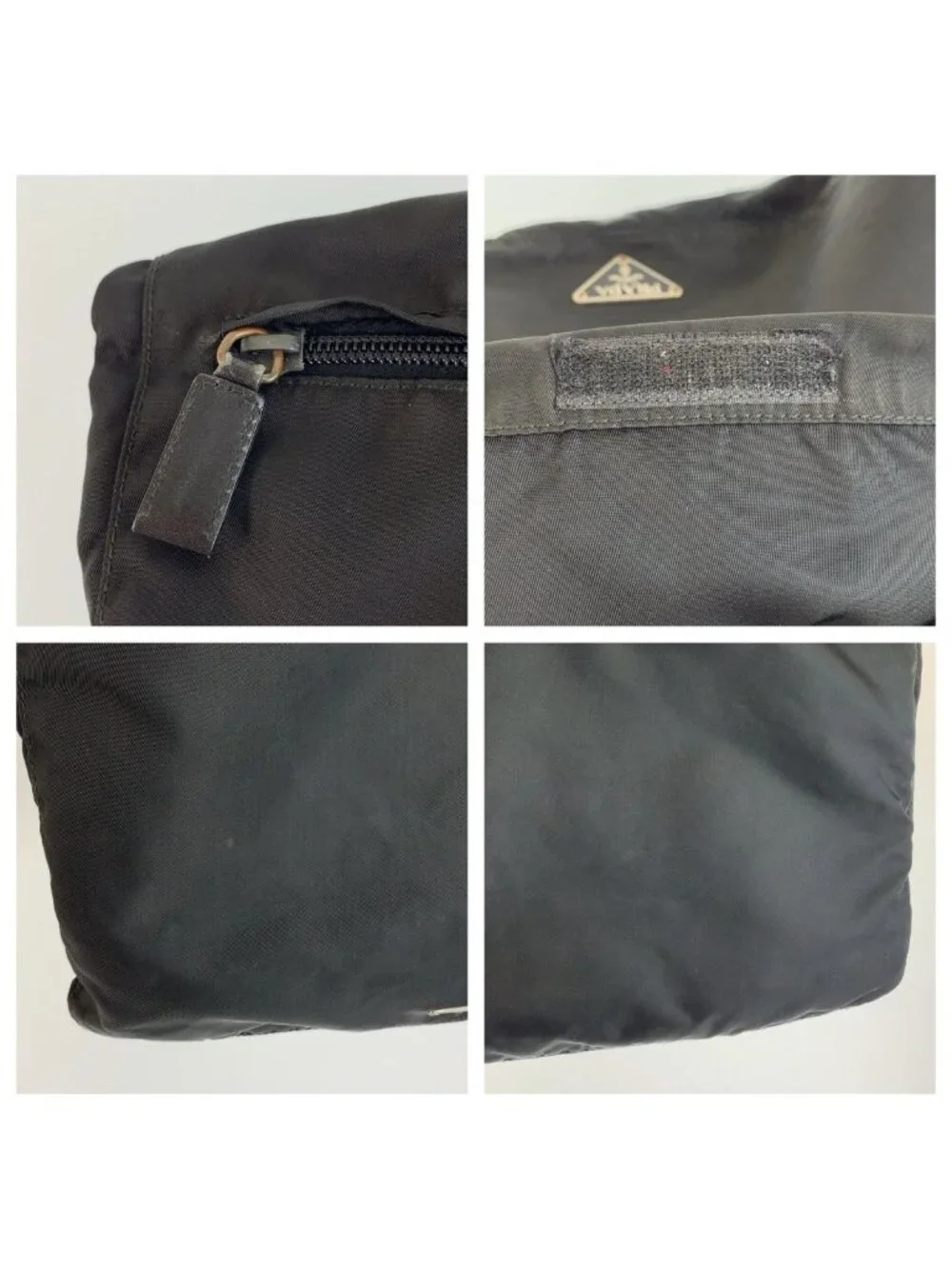 Prada Tessuto Black Silver Nylon Shoulder Bag